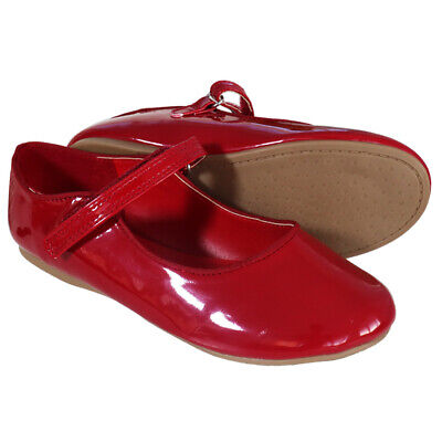 GIRLS INFANTS BABY WEDDING KIDS PATENT SPANISH CHRISTMAS PARTY RED  Size 4 - 10