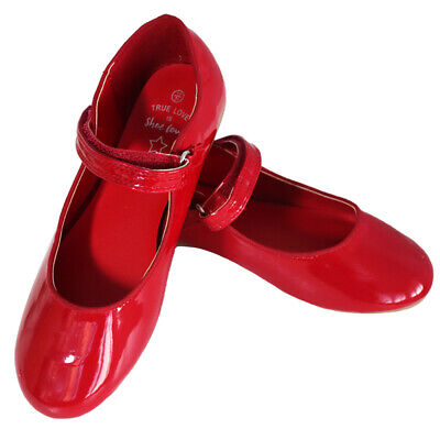 GIRLS INFANTS BABY WEDDING KIDS PATENT SPANISH CHRISTMAS PARTY RED  Size 4 - 10