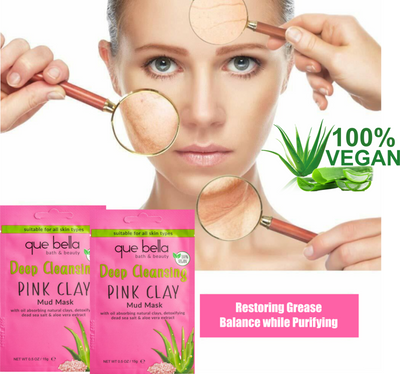 Deep Clean Pink Clay Mask Anti-Acne Mud Mask Detox Aloe Vera Cleanse Oil Control