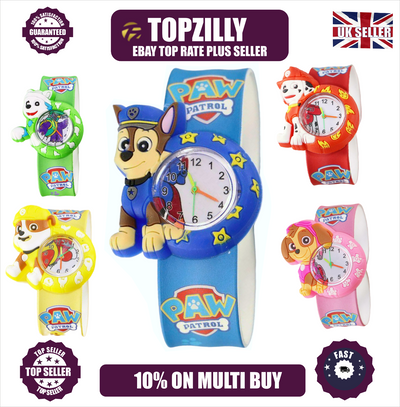 Kids Boys Girls Children Paw patrol Snap On Slap Watch Quartz Analogue Watches