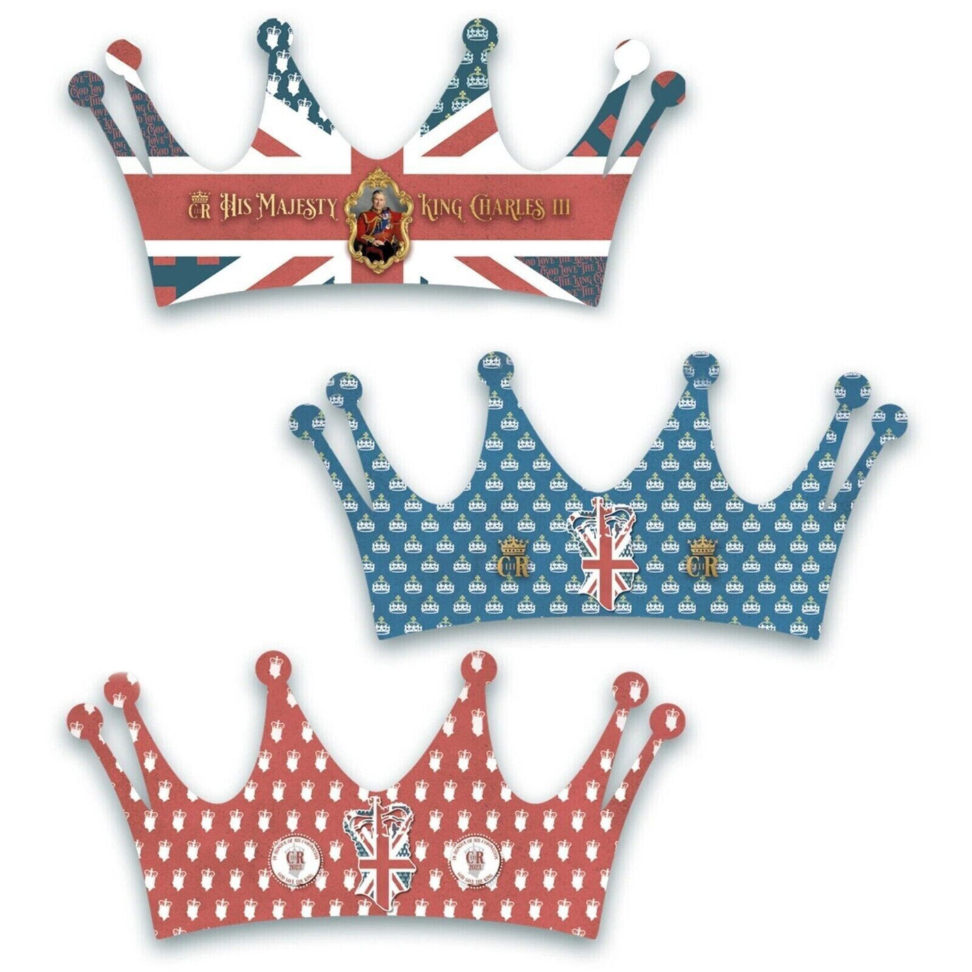 6 x King Charles III Vintage Coronation Party Crowns Hat Royal Party Crowns