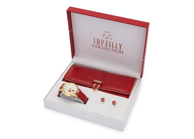 Womens Luxury Gift Set Watch Earrings Wallet Set Christmas Present Birthdays UK