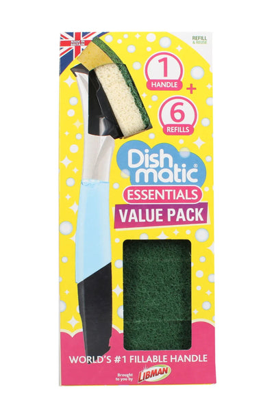 Dishmatic Washing Up Brush Sponge & Liquid Dispenser Dish Matic Refill Essential
