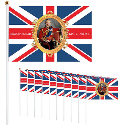 2023 Union Jack Flag Small Hand Waving British Royal Coronation Party Event UK