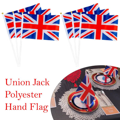 10 PCS British Flag Small on Stick British Britain UK Union Jack Waving Hand UK