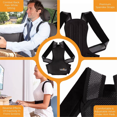 Posture Corrector Back Support Brace Strap Women Men Adjustable Shoulder Belt BK