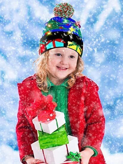 Xmas LED Beanie Hats Christmas Hat with Light Up Gift for Men Women Him Her Kids