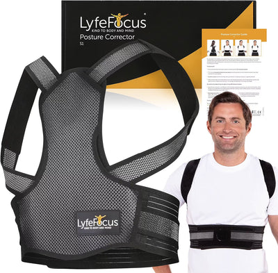 Posture Corrector Back Support Brace Strap Women Men Adjustable Shoulder Belt BK