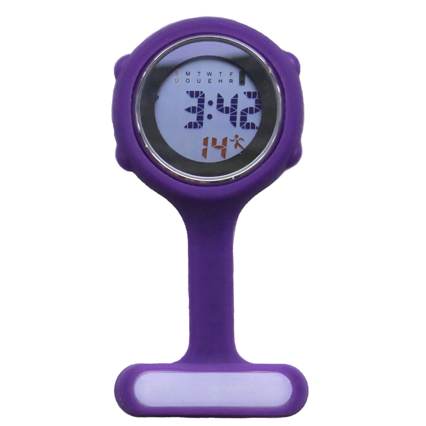 Colorful Multi-function Digital Silicone/Brooch/Tunic/Fob/Purple Watch UK Seller
