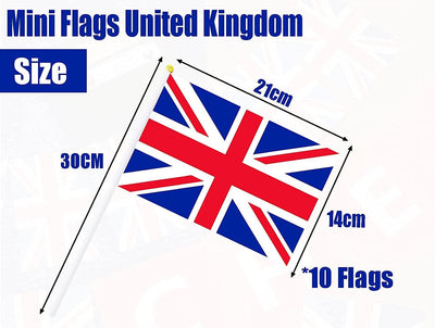 10 PCS British Flag Small on Stick British Britain UK Union Jack Waving Hand UK