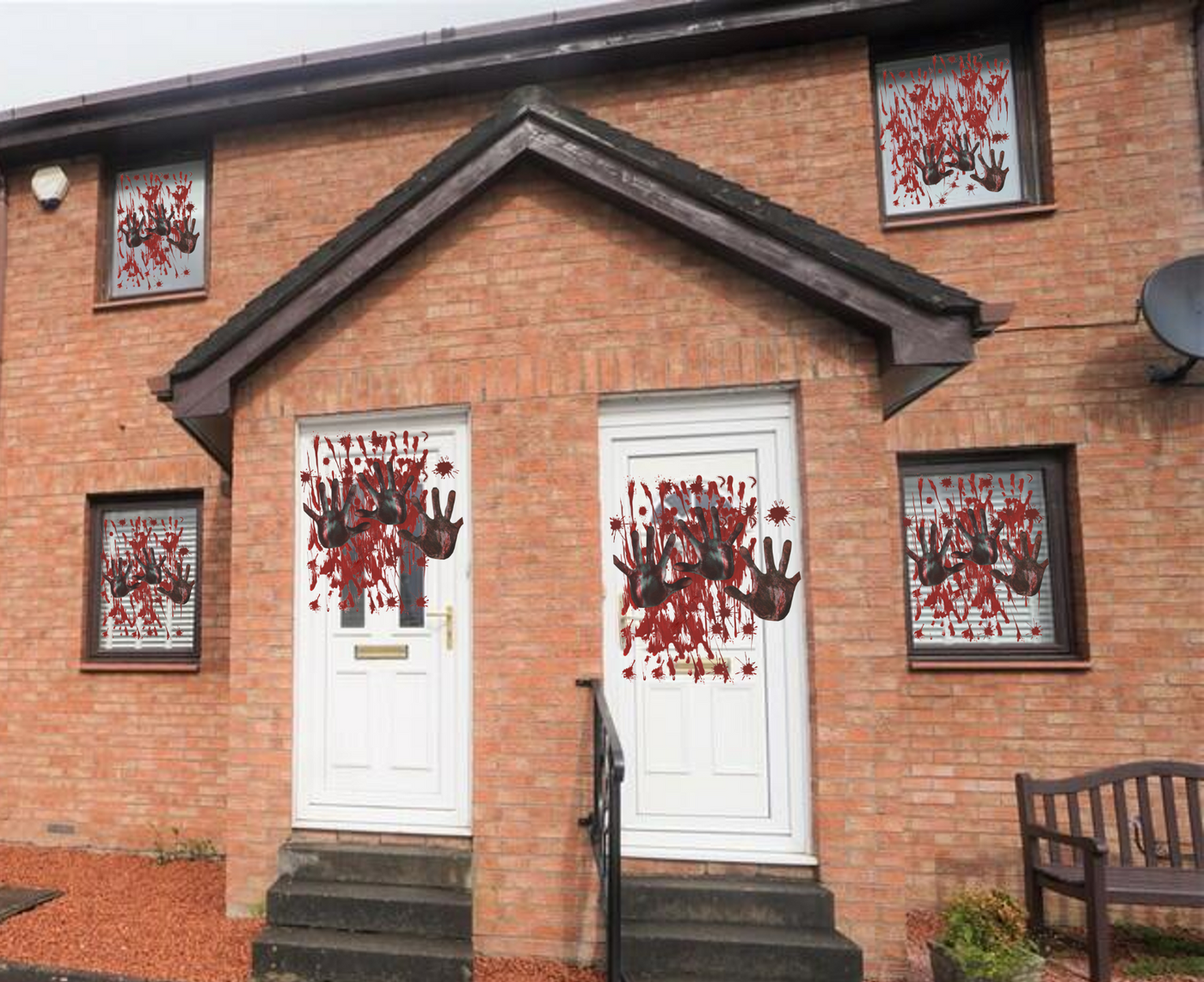 Halloween Party Window Stickers Decal Spooky Blood Scary Deco Hand Print A4 Size
