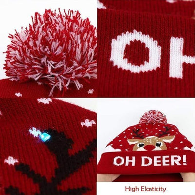 Xmas LED Beanie Hats Christmas Hat with Light Up Gift for Men Women Him Her Kids