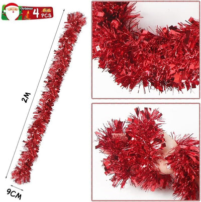 2M (6.5FT Tinsel Chunky Christmas Tree Decoration Home Xmas Garland 10 Colour UK