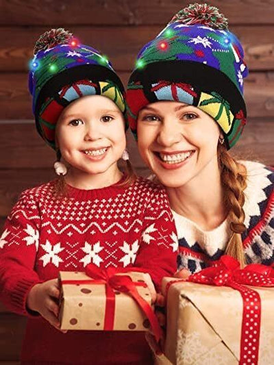 Xmas LED Beanie Hats Christmas Hat with Light Up Gift for Men Women Him Her Kids