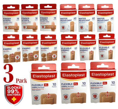 3 x Elastoplast Finger Strips Extra Flexible Fabric Plasters Water Resistant