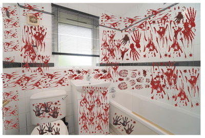 Halloween Party Window Stickers Decal Spooky Blood Scary Deco Hand Print A4 Size