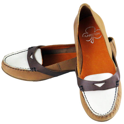 RRP Â£75 Ladies Women Leather Casual Moccasins Loafers Slip On Shoes Brown UK 4-5