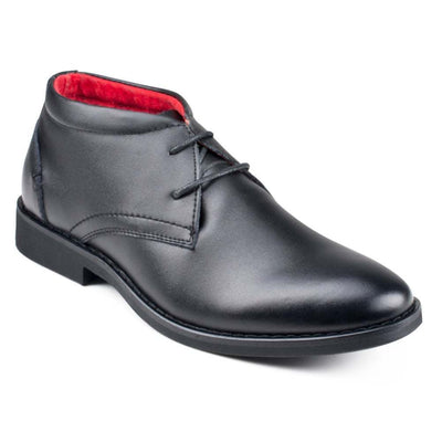 Boys Back To School Shoes Stubby Lace-up Black Smart Sturdy Size junior  UK 1