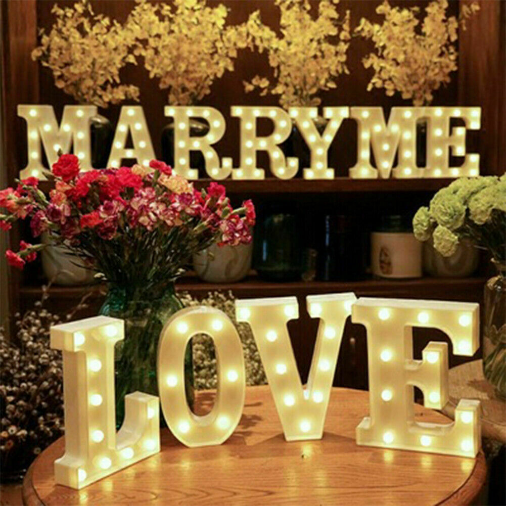 Large LED Light Up Alphabet Letters Plastic Numbers Standing Party Birthday