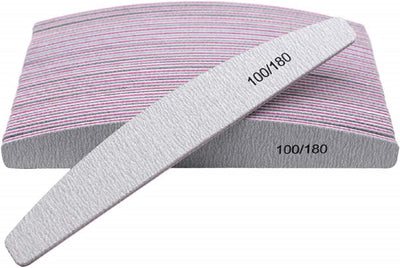 10 x Nail Files 100/180 Grit Half Moon Emery Board Buffer File Diamond Curve Set
