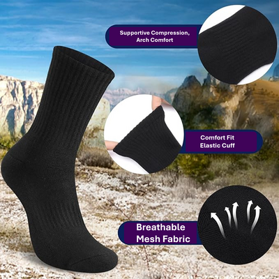 Mens Sports Socks 24 Pairs Cotton Rich Cushioned Everyday Crew Sock UK Size 6-11