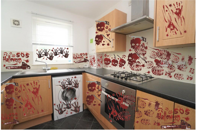 Halloween Party Window Stickers Decal Spooky Blood Scary Deco Hand Print A4 Size