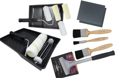 15 Pcs Paint Roller Tray Brush Set Decorating Emulsion & Gloss Natural Bristle