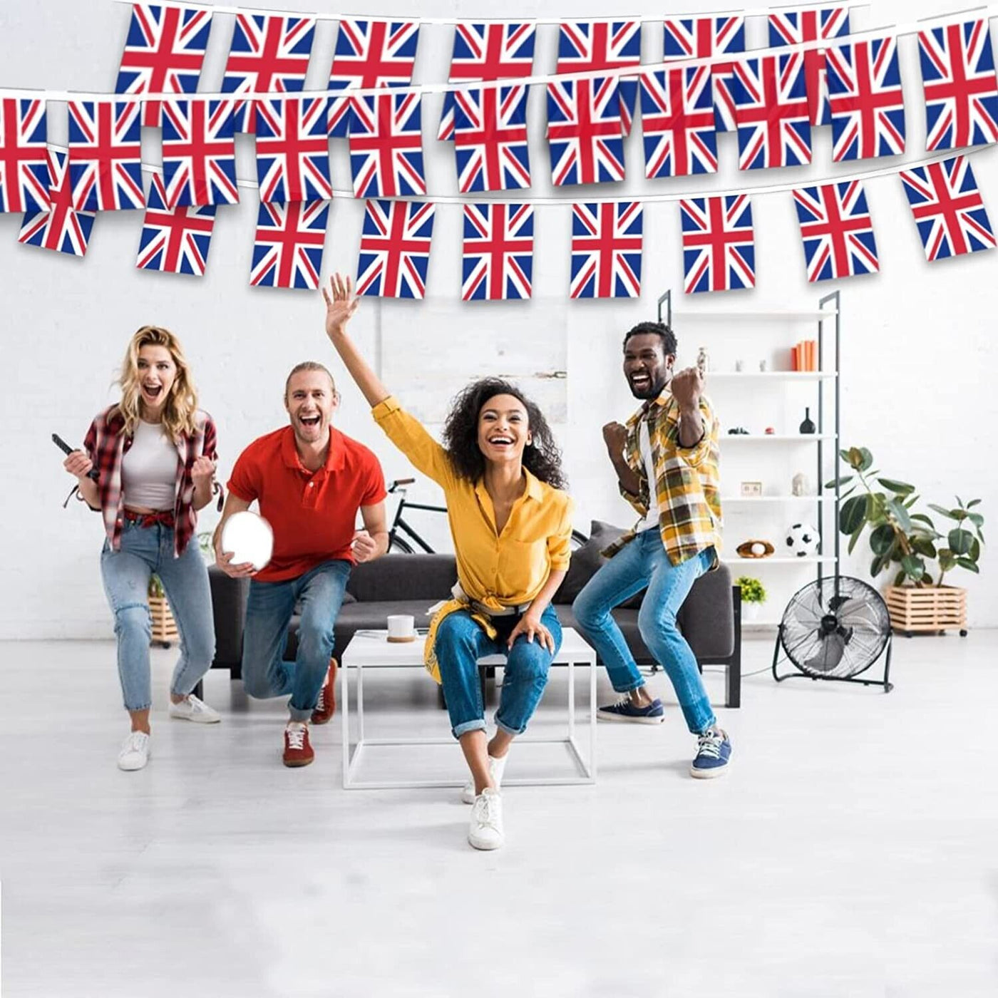 King Charles Coronation Union Jack Crowns Bunting Party Decorations 20pcs 10M