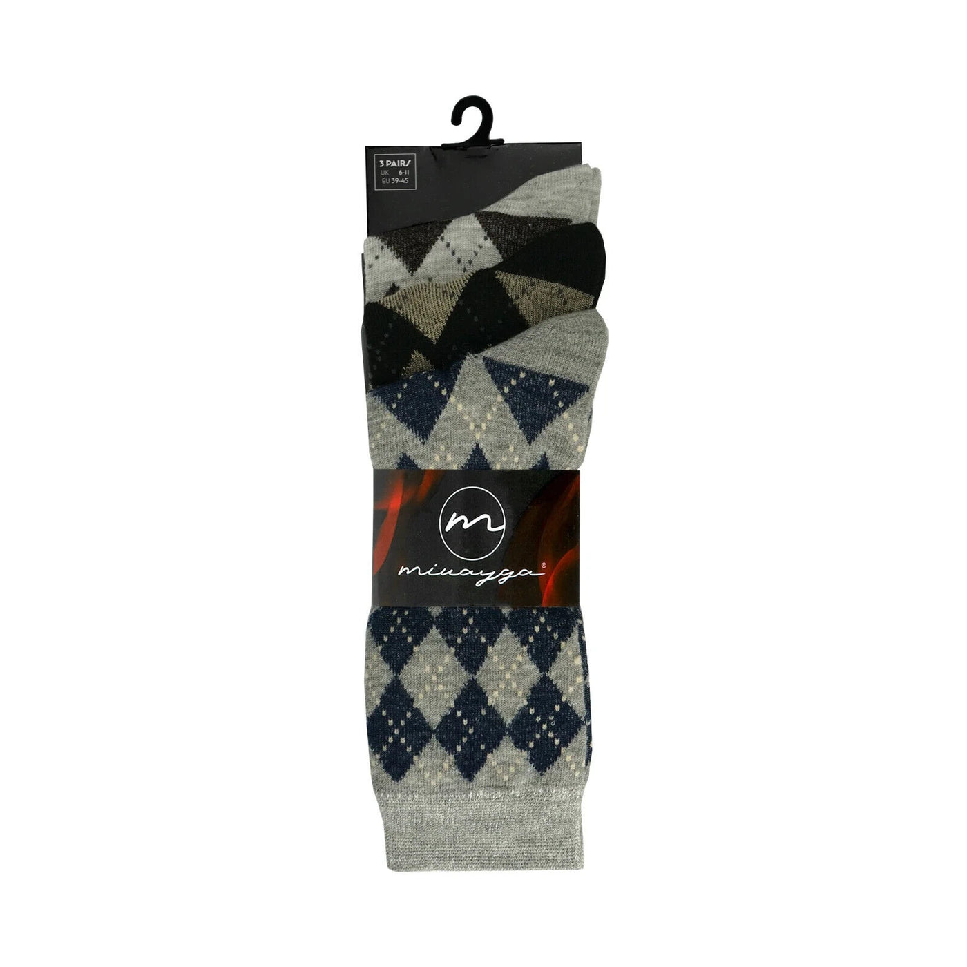 9 Pairs Mens Socks Argyle Wide Fit Diabetic Loose Cotton Rich Casual Work Wear