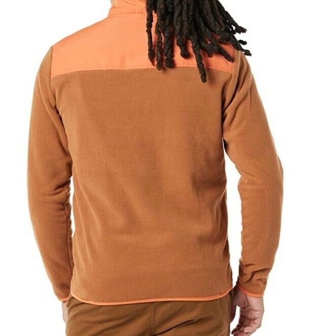 Mens Fleece Half Zip Lightweight layer Micro Fleece Pullover Jumper Brown Sz XL