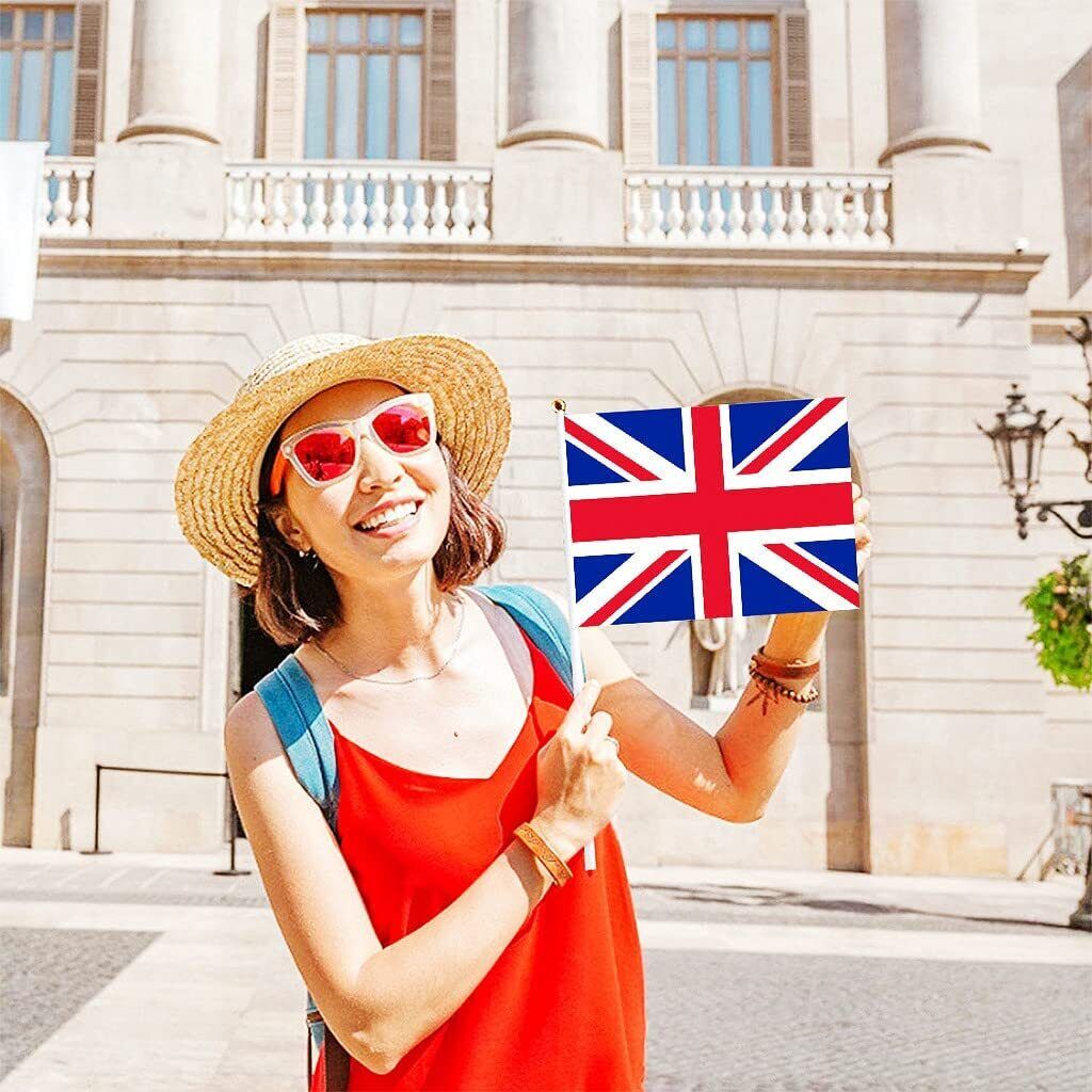 10 PCS British Flag Small on Stick British Britain UK Union Jack Waving Hand UK