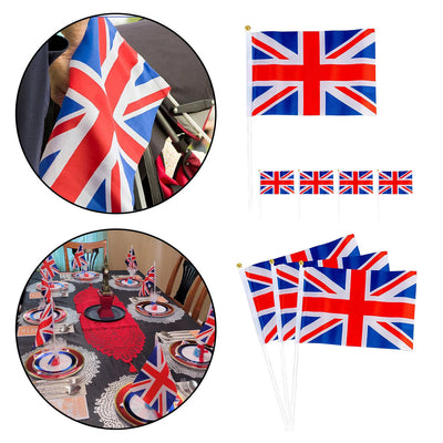 10 PCS British Flag Small on Stick British Britain UK Union Jack Waving Hand UK