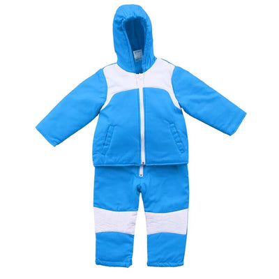 NEW Kids Boys Puddle Suit Snow Apron & Jacket Coat Snowsuit Set Rain Water Blue