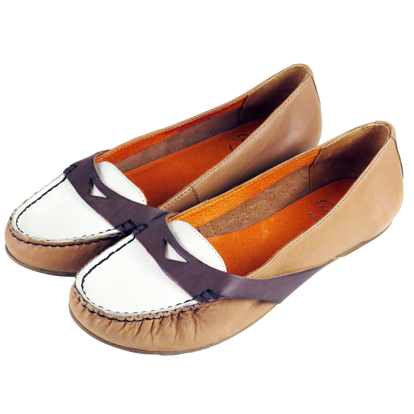 RRP Â£75 Ladies Women Leather Casual Moccasins Loafers Slip On Shoes Brown UK 4-5