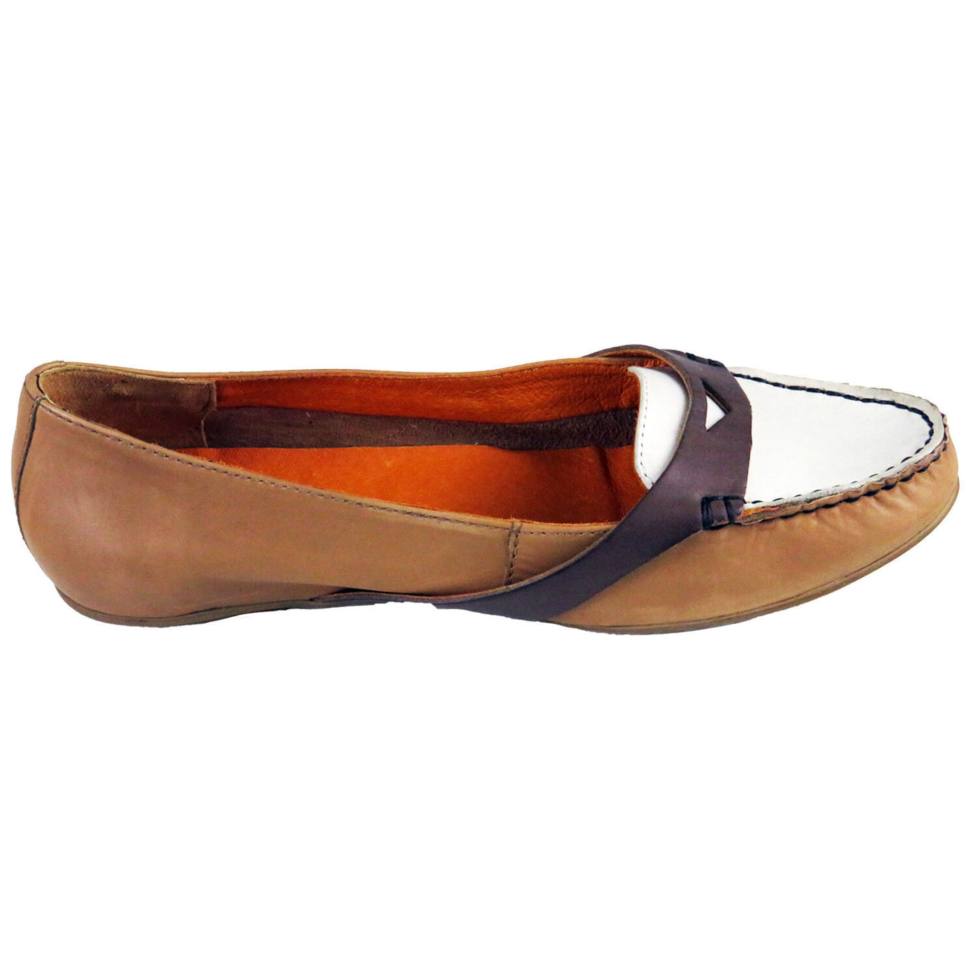RRP Â£75 Ladies Women Leather Casual Moccasins Loafers Slip On Shoes Brown UK 4-5