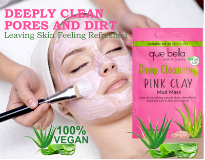 Deep Clean Pink Clay Mask Anti-Acne Mud Mask Detox Aloe Vera Cleanse Oil Control