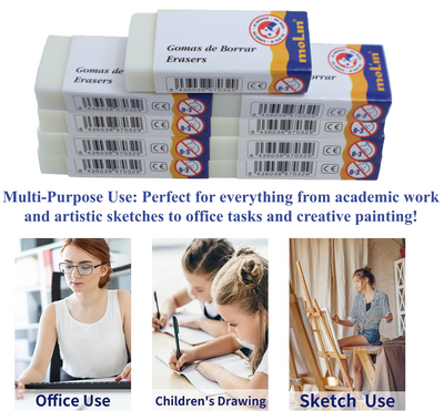 Back to School Erasers LARGE Sleeve RUBBER Pencil Drawing STATIONERY Eraser