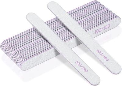 10 x Nail Files 100/180 Grit Half Moon Emery Board Buffer File Diamond Curve Set