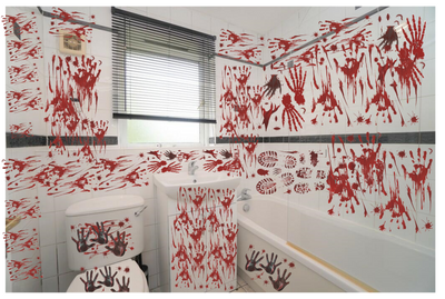 Halloween Party Window Stickers Decal Spooky Blood Scary Deco Hand Print A4 Size