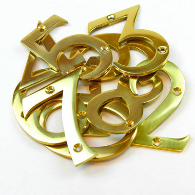 Polished Brass Chrome Door Numbers 3" ( 75 mm ) House Flat Apartment Shop Office