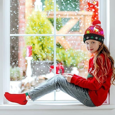 Xmas LED Beanie Hats Christmas Hat with Light Up Gift for Men Women Him Her Kids