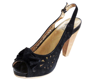 RRP-Â£60 Hush Puppies Womens Ladies TAMER Suede Open Toe  Sandal Shoes Black UK 4