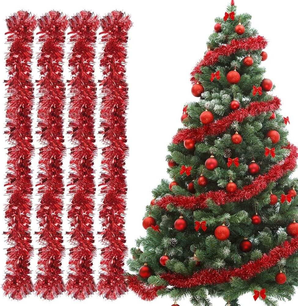 6 X 2M Chunky Tinsel Christmas Tree party Home Xmas Decor Thick Garland 12 Metre