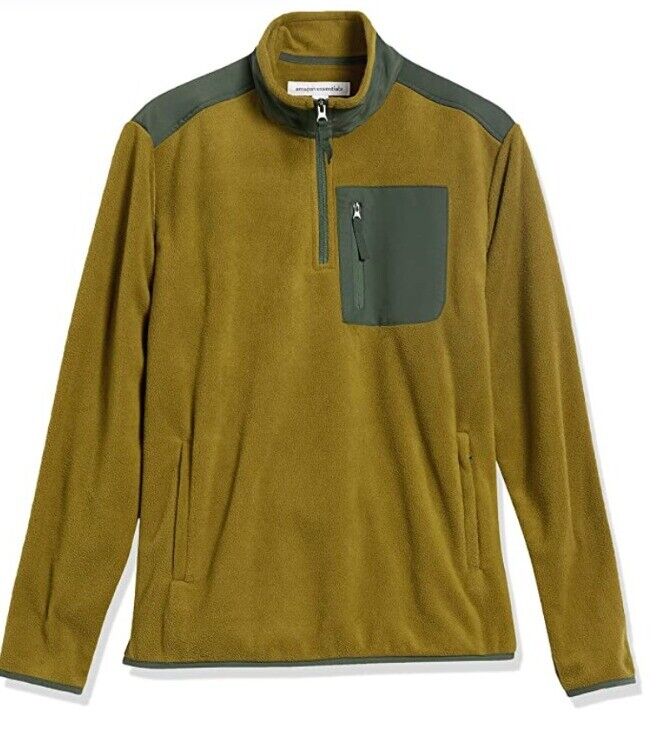 Mens Fleece Half Zip Lightweight layer Micro Fleece Pullover Jumper Green Sz M