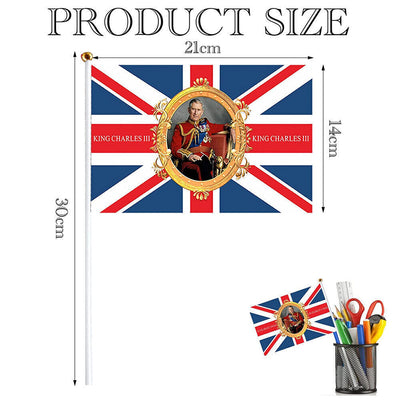 2023 Union Jack Flag Small Hand Waving British Royal Coronation Party Event UK