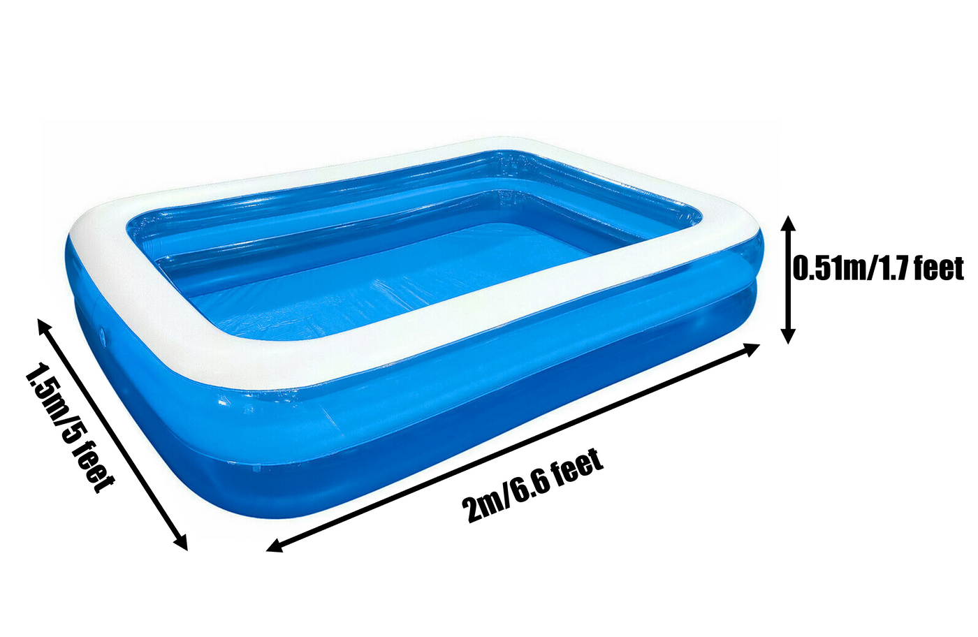 Family Inflatable Swimming Paddling Pool, 201 x 150 x 51 cm, Summer fun Garden