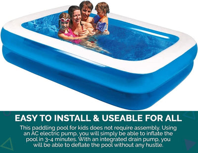 Family Inflatable Swimming Paddling Pool, 201 x 150 x 51 cm, Summer fun Garden