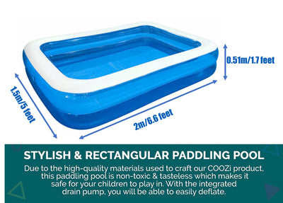 Family Inflatable Swimming Paddling Pool, 201 x 150 x 51 cm, Summer fun Garden