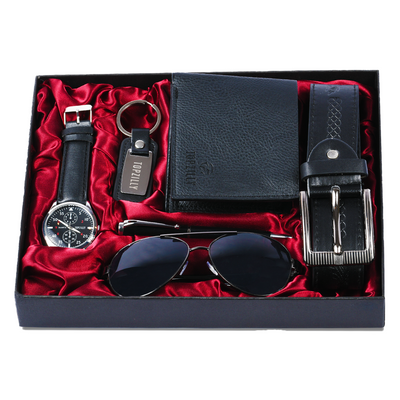 Topzilly Mens Luxury Gift Set Watch Wallet Keyring Sunglasses Belt Perfect Gifts for Men