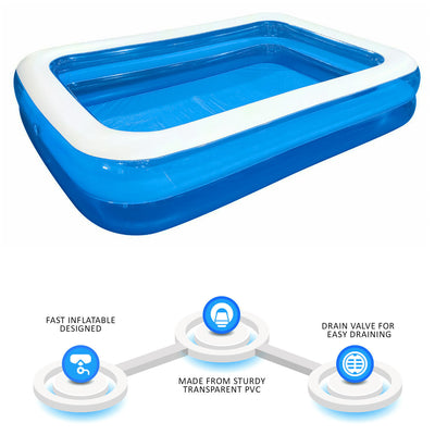 Family Inflatable Swimming Paddling Pool, 201 x 150 x 51 cm, Summer fun Garden